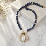 Lapis Lazuli Sodalit Hilal Kolye | El Yapımı Bohem - Görsel 4