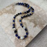Lapis Lazuli Oniks El Yapımı Doğal Taş Bohem Kolye - Görsel 3