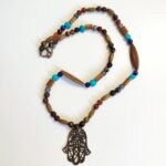 Turkuaz Oniks Hamsa Kolye | Doğal Taş Bohem - Görsel 4