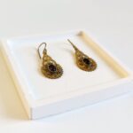 Kırmızı Taşlı El Yapımı Otantik Retro Bronz Bohem Küpe - Görsel 4