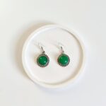 Yeşil Taşlı El Yapımı Minimal Vintage Bohem Küpe - Görsel 4